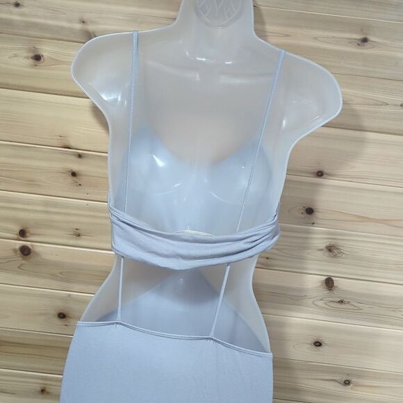 Free People Beach Dress Womens Medium Gray Piper Midi Cutouts Boho - Picture 5 of 8
